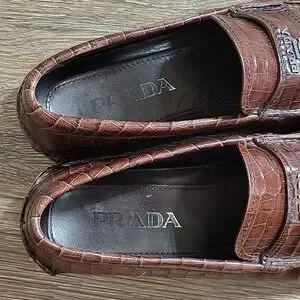 Prada Milano Brown Leather Croc Crocodile Penny Loafers Driver Men\'s 6 Shoes Prada | Shoes | Prada Milano Brown Leather Croc Crocodile  main image 4